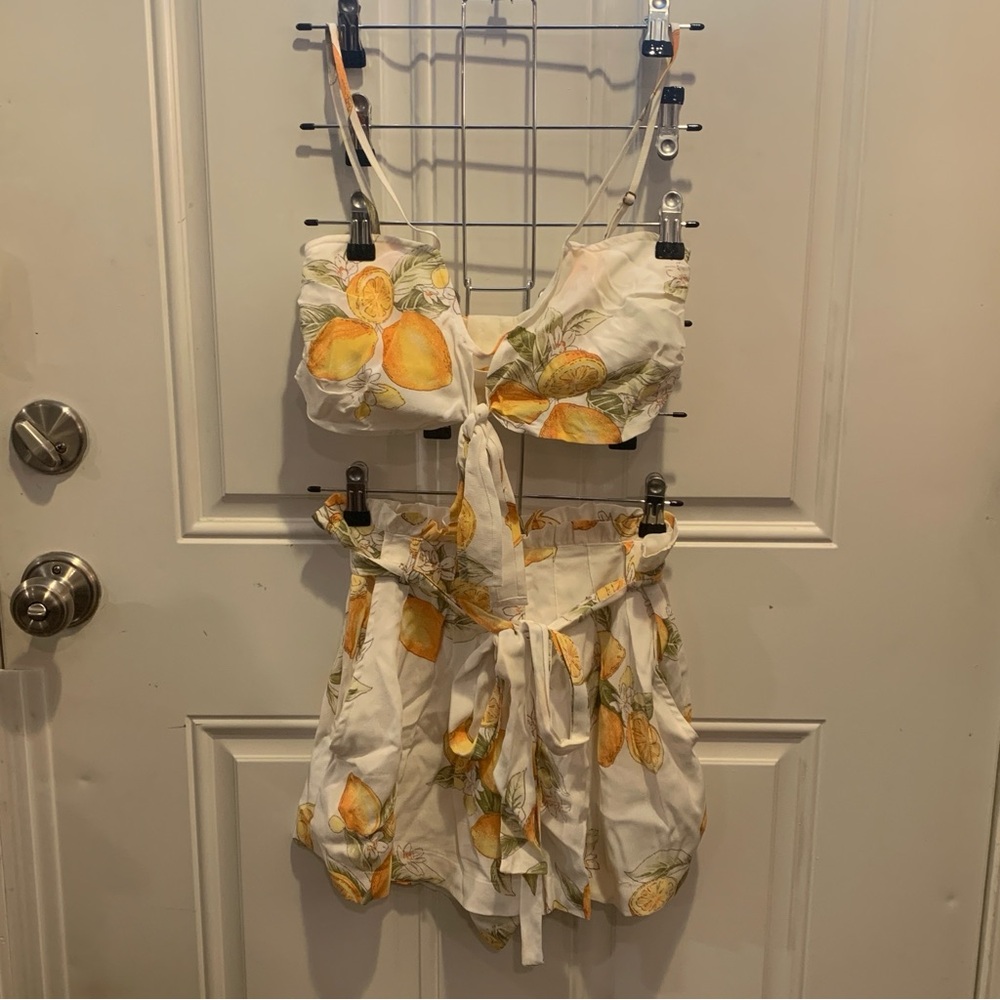 For Love And Lemons Limonada Set Bra Crop Top Matching Relaxed Shorts Pockets S - Picture 6 of 16